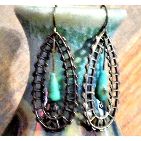 Sweet Up-Cycled Turquoise Earrings - Picture 2 of 5